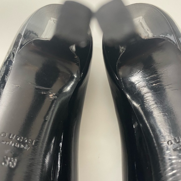 Vintage Gucci Patent Leather Pumps Black Vernice Crystal Nero - Size 9 Authentic - Picture 12 of 16